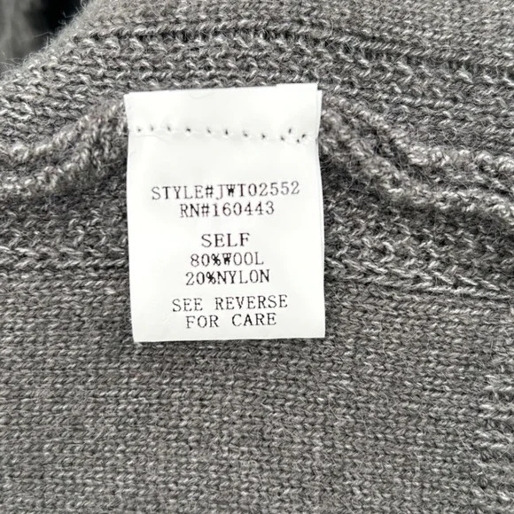 Women's Charcoal Green Boho Grunge Fringe Detail Wool Blend Sweater Size Large‎ - Picture 3 of 6